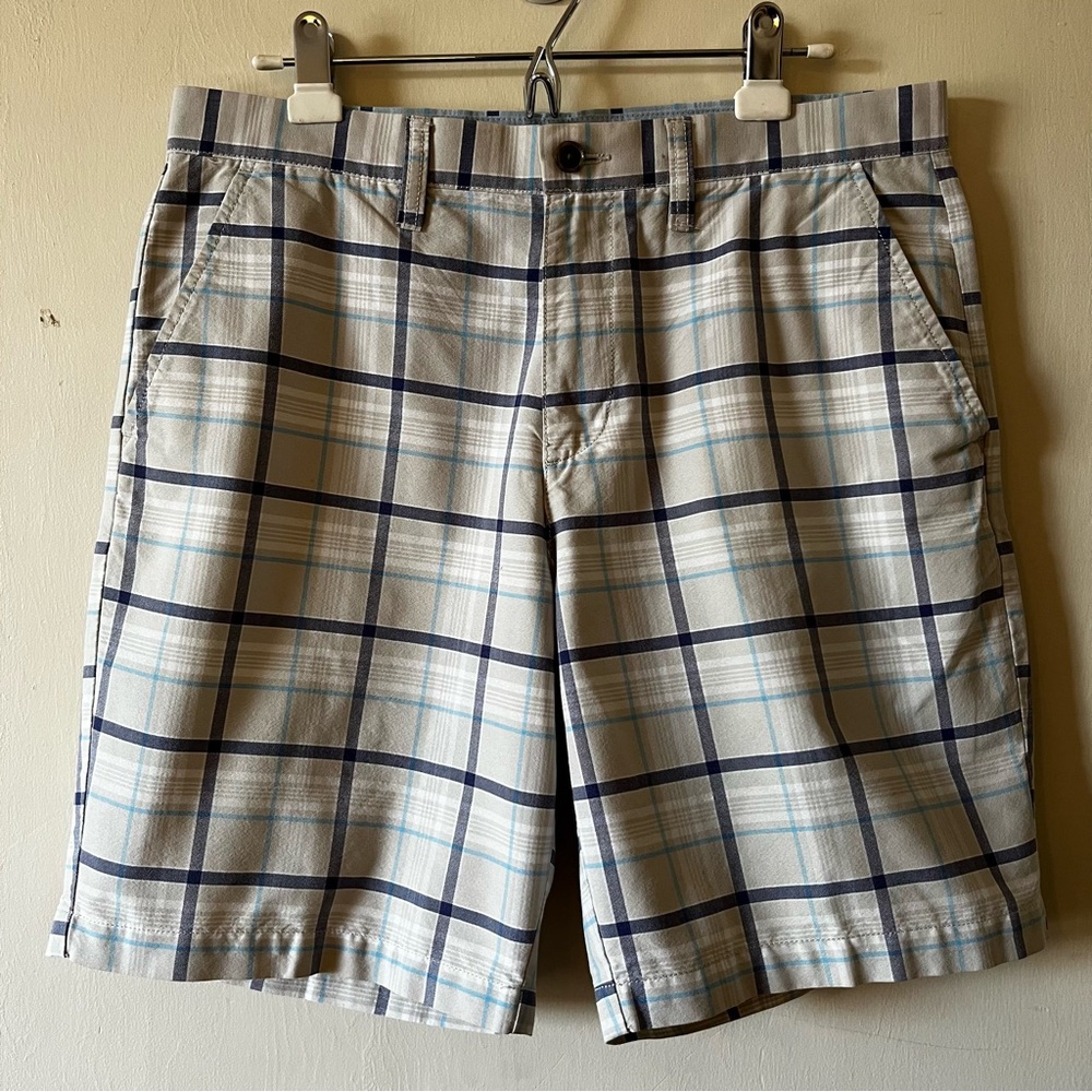 Croft & Barrow Blue & Grey Plaid Shorts, Size 34